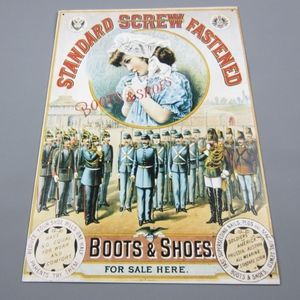 BOOTS & SHOES Metal Tin Wall Sign 16" X 11.25"